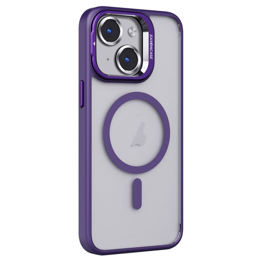 For iPhone 15 Plus Invisible Lens Holder PC + TPU Frosted MagSafe Phone Case(Purple) - iPhone 15 Plus Cases by buy2fix | Online Shopping UK | buy2fix