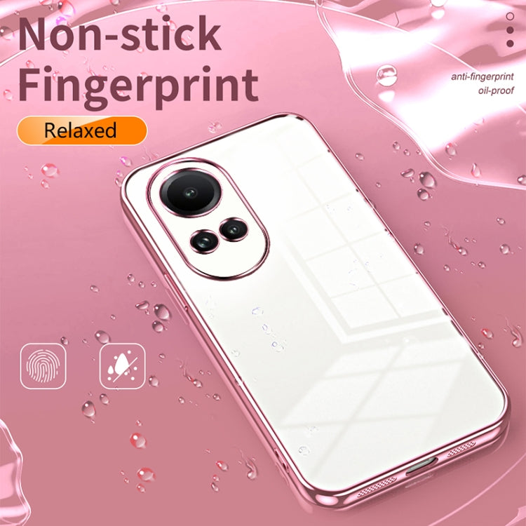 For OPPO Reno10 5G/Reno10 Pro 5G Global Transparent Plating Fine Hole Phone Case(Pink) - OPPO Cases by buy2fix | Online Shopping UK | buy2fix