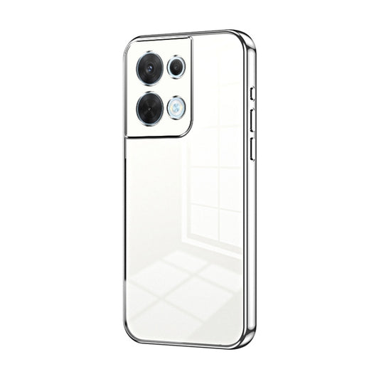 For OPPO Reno8 Transparent Plating Fine Hole Phone Case(Silver) - OPPO Cases by buy2fix | Online Shopping UK | buy2fix