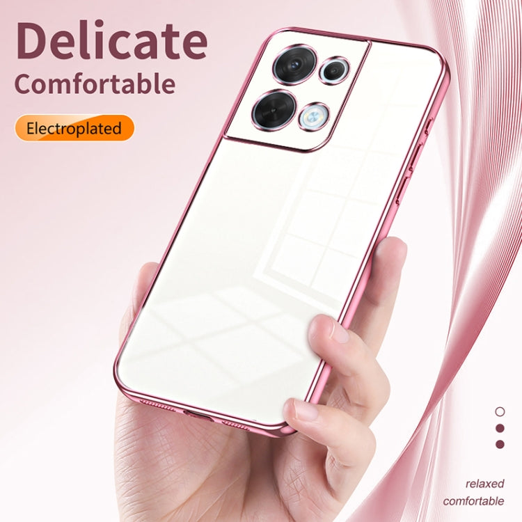 For OPPO Reno8 Transparent Plating Fine Hole Phone Case(Silver) - OPPO Cases by buy2fix | Online Shopping UK | buy2fix