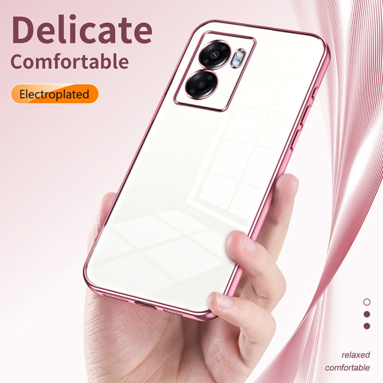 For OPPO A57 5G Transparent Plating Fine Hole Phone Case(Black) - OPPO Cases by buy2fix | Online Shopping UK | buy2fix