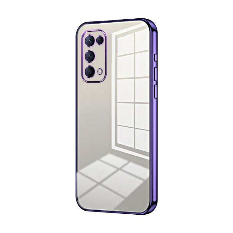 For OPPO Reno5 4G/5G / Reno5 K Transparent Plating Fine Hole Phone Case(Purple) - OPPO Cases by buy2fix | Online Shopping UK | buy2fix