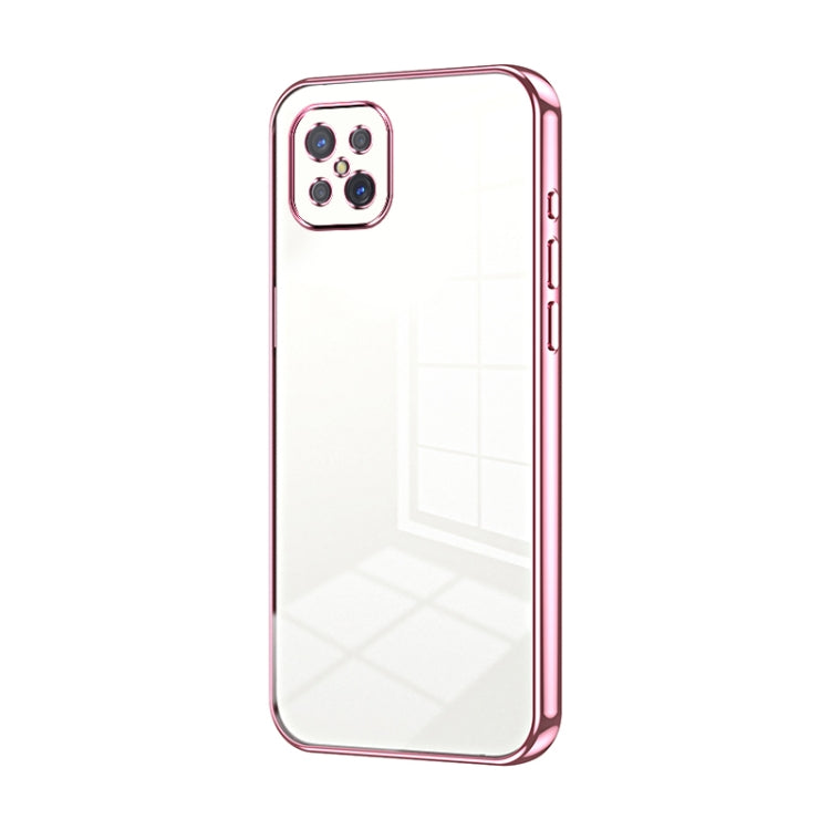 For OPPO A92s / Reno4 Z 5G Transparent Plating Fine Hole Phone Case(Pink) - OPPO Cases by buy2fix | Online Shopping UK | buy2fix