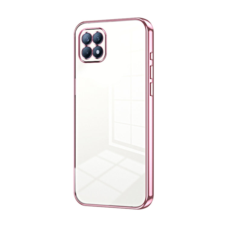 For OPPO Reno4 SE Transparent Plating Fine Hole Phone Case(Pink) - OPPO Cases by buy2fix | Online Shopping UK | buy2fix