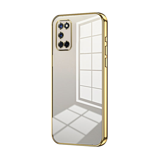 For OPPO A52 / A72 / A92 Transparent Plating Fine Hole Phone Case(Gold) - OPPO Cases by buy2fix | Online Shopping UK | buy2fix