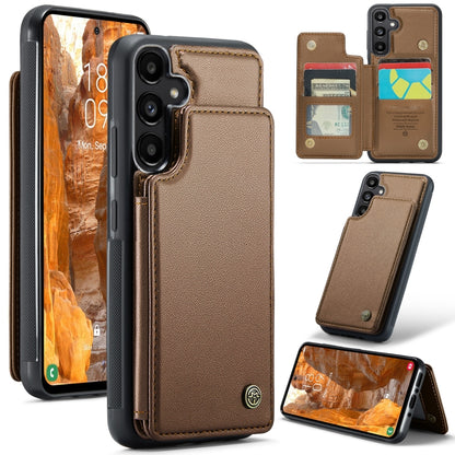 For Samsung Galaxy A35 5G CaseMe C22 PC+TPU Business Style RFID Anti-theft Leather Phone Case(Brown) - Galaxy Phone Cases by CaseMe | Online Shopping UK | buy2fix