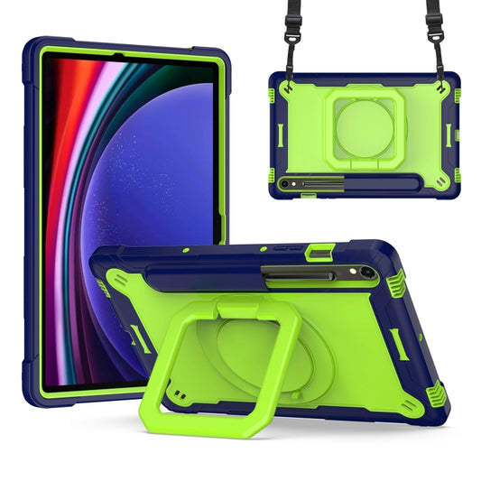 For Samsung Galaxy Tab S9 FE / S9 Handle Robot Silicone Hybrid PC Tablet Case(Navy Yellow Green) - Galaxy Tab S9 Cases by buy2fix | Online Shopping UK | buy2fix