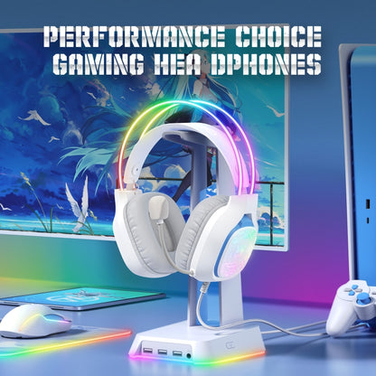 ONIKUMA X22 USB + 3.5mm Colorful Light Wired Gaming Headset with Mic, Cable length: 1.8m(White) - Multimedia Headset by ONIKUMA | Online Shopping UK | buy2fix