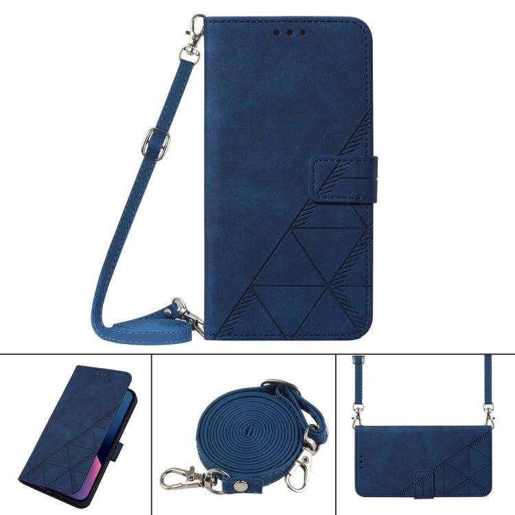 For Motorola Moto G Play 4G 2024 Crossbody 3D Embossed Flip Leather Phone Case(Blue) - Motorola Cases by buy2fix | Online Shopping UK | buy2fix