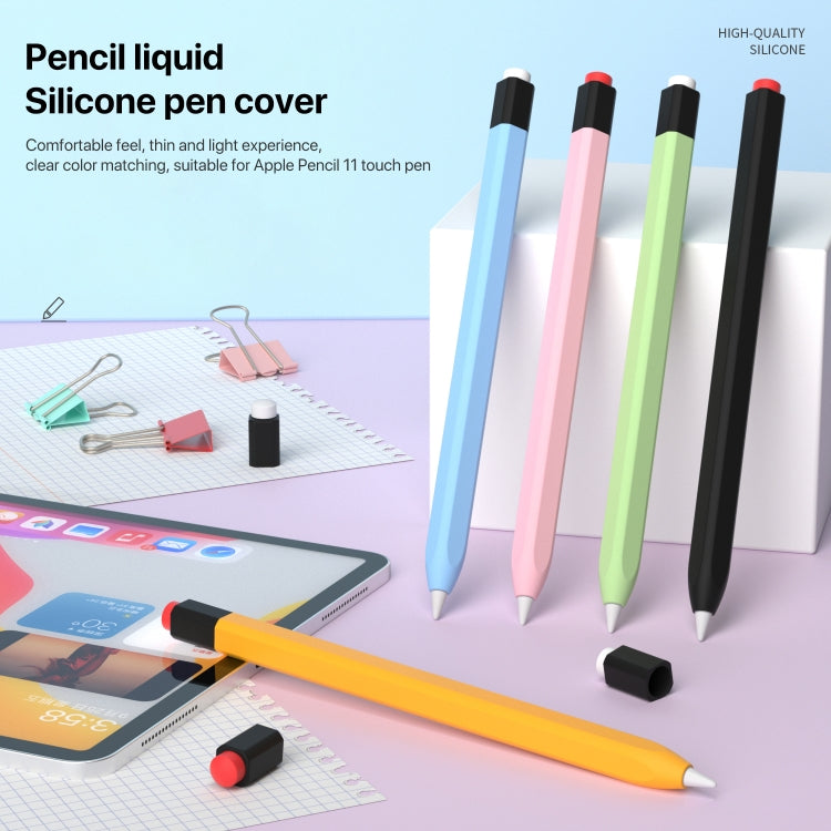 For Apple Pencil 1 Retro Pencil Style Liquid Silicone Stylus Case(Mint Green) - Pencil Accessories by buy2fix | Online Shopping UK | buy2fix