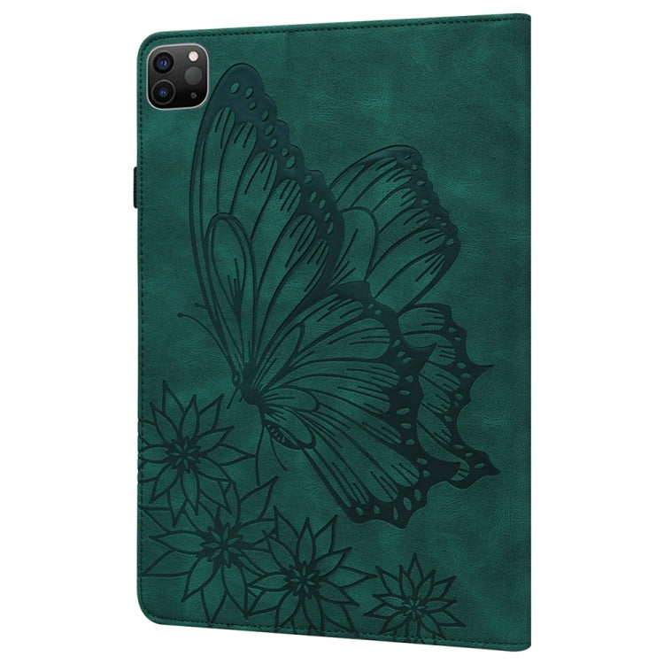 For iPad Pro 11 2024 Big Butterfly Embossed Leather Tablet Case(Green) - iPad Pro 11 2024 Cases by buy2fix | Online Shopping UK | buy2fix