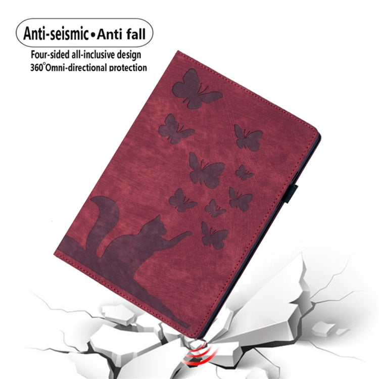 For iPad Pro 12.9 2022 / Air 13 2024 Butterfly Cat Embossing Leather Tablet Case(Red) - iPad Pro 12.9 (2022/2021) Cases by buy2fix | Online Shopping UK | buy2fix