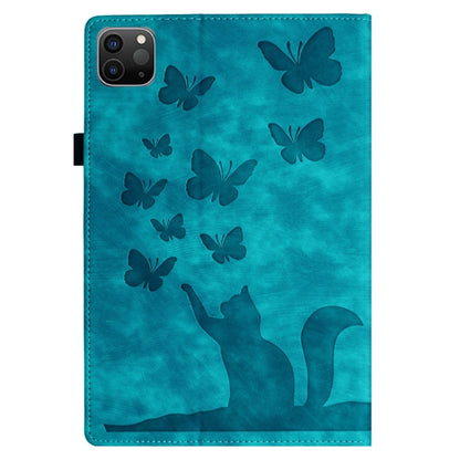 For iPad Pro 12.9 2022 / Air 13 2024 Butterfly Cat Embossing Leather Tablet Case(Sky Blue) - iPad Pro 12.9 (2022/2021) Cases by buy2fix | Online Shopping UK | buy2fix