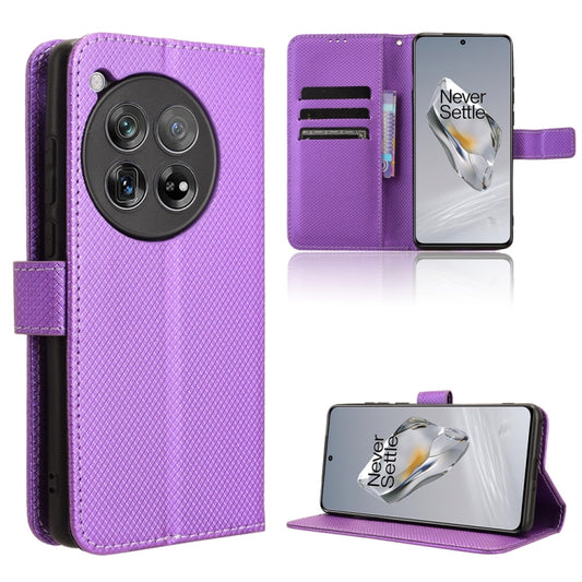 For OnePlus 12 Diamond Texture Leather Phone Case(Purple) - OnePlus Cases by buy2fix | Online Shopping UK | buy2fix