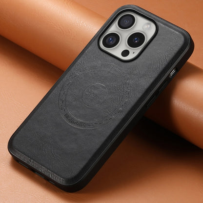 For iPhone 16 Pro Denior Cowhide Texture Leather MagSafe Phone Case(Black) - iPhone 16 Pro Cases by Denior | Online Shopping UK | buy2fix