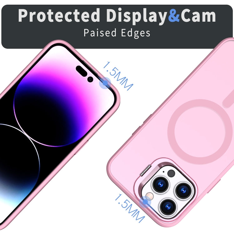 For iPhone 14 Pro Metal Invisible Camera Holder MagSafe Magnetic Phone Case(Pink) - iPhone 14 Pro Cases by buy2fix | Online Shopping UK | buy2fix