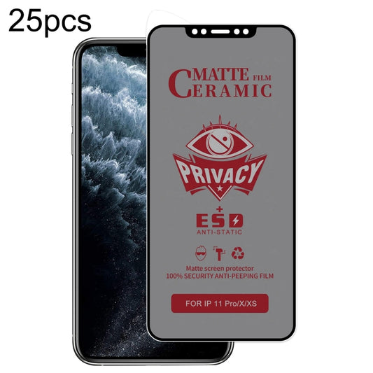 For iPhone 11 Pro / XS / X 25pcs Full Coverage Frosted Privacy Ceramic Film - iPhone 11 Pro Tempered Glass by buy2fix | Online Shopping UK | buy2fix