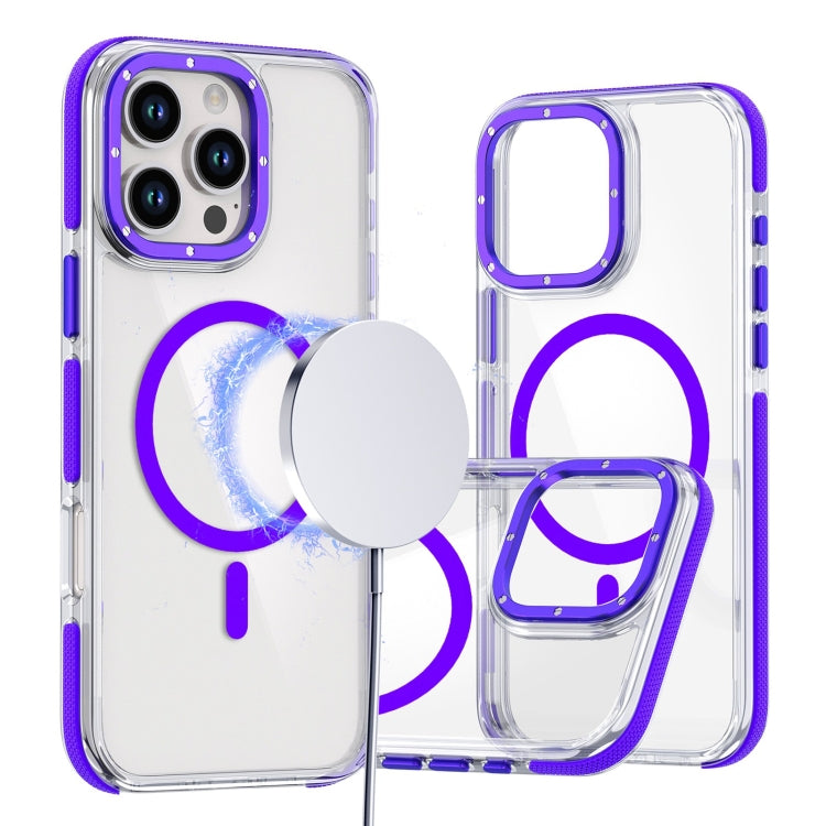 For iPhone 16 Pro Max Dual-Color Clear Acrylic Hybrid TPU MagSafe Phone Case(Purple) - iPhone 16 Pro Max Cases by buy2fix | Online Shopping UK | buy2fix