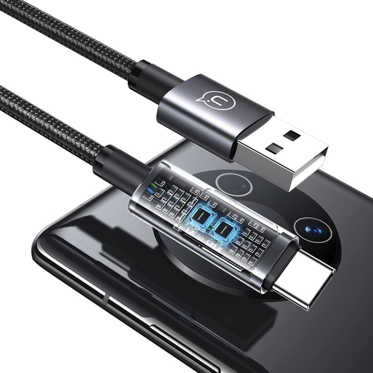 USAMS US-SJ673 USB To Type-C 6A Fast Charge Digital Display Data Cable, Length: 1.2m(Black) - USB-C & Type-C Cable by USAMS | Online Shopping UK | buy2fix