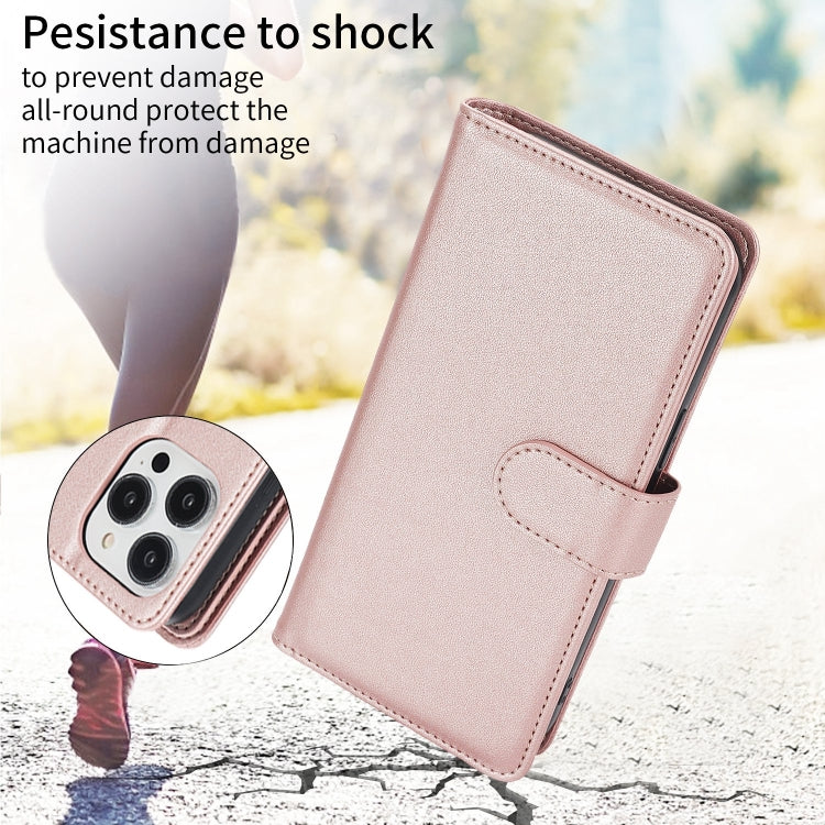 For iPhone 16 Pro Multi-Card Wallet RFID Leather Phone Case(Rose Gold) - iPhone 16 Pro Cases by buy2fix | Online Shopping UK | buy2fix