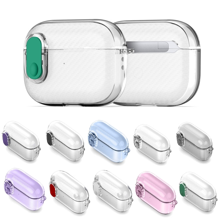 For AirPods 1/2 DUX DUCIS PECK Series Split Transparent Carbon Fiber Earphone Case(Pink) - For AirPods 1/2 by DUX DUCIS | Online Shopping UK | buy2fix