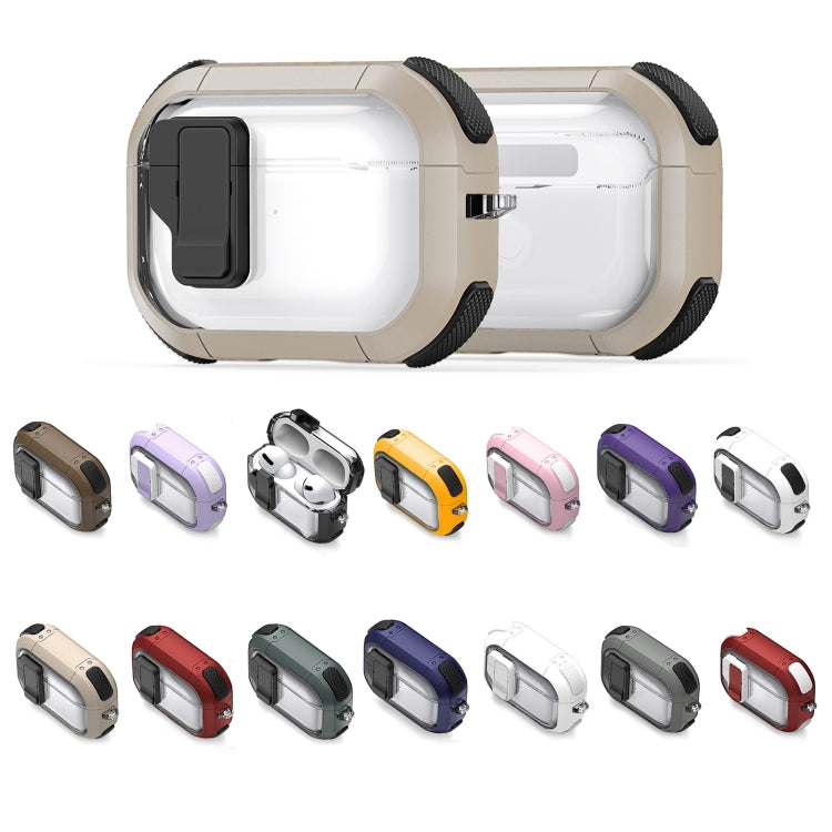 For AirPods Pro 2 DUX DUCIS PECN Series Split Two-color Transparent Earphone Case with Hook(Gold Black) - For AirPods Pro 2 by DUX DUCIS | Online Shopping UK | buy2fix