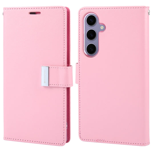 For Samsung Galaxy S24 5G GOOSPERY RICH DIARY Crazy Horse Texture Leather Phone Case(Pink) - Galaxy S24 5G Cases by GOOSPERY | Online Shopping UK | buy2fix