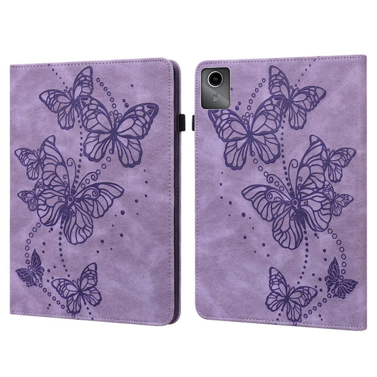 For Lenovo Tab M11 / Xiaoxin Pad 11 2024 Embossed Butterfly Pattern Leather Tablet Case(Purple) - Lenovo by buy2fix | Online Shopping UK | buy2fix