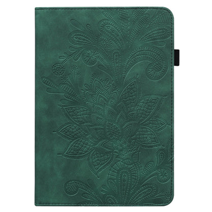 For Lenovo Tab M11 / Xiaoxin Pad 11 2024 Lace Flower Embossing Pattern Leather Tablet Case(Green) - Lenovo by buy2fix | Online Shopping UK | buy2fix