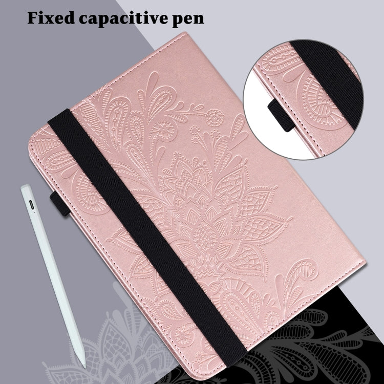 For Lenovo Tab M11 / Xiaoxin Pad 11 2024 Lace Flower Embossing Pattern Leather Tablet Case(Gold) - Lenovo by buy2fix | Online Shopping UK | buy2fix