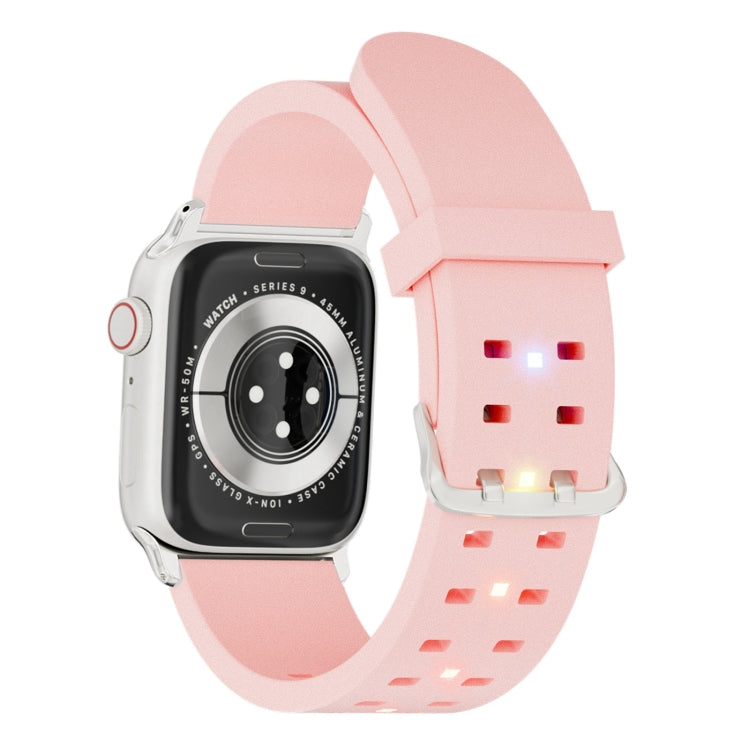 For Apple Watch 42mm Luminous Colorful Light Silicone Watch Band(Pink) - Watch Bands by buy2fix | Online Shopping UK | buy2fix