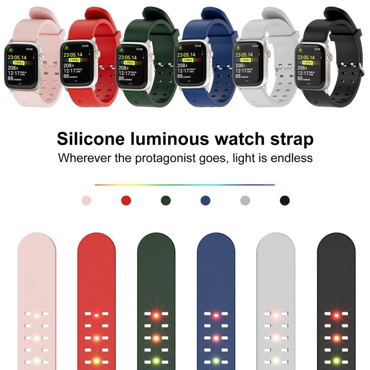 For Apple Watch Series 9 41mm Luminous Colorful Light Silicone Watch Band(Pink) - Watch Bands by buy2fix | Online Shopping UK | buy2fix