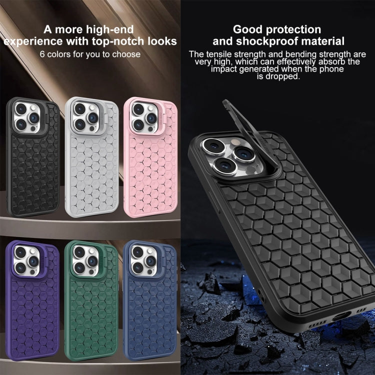 For iPhone 16 Pro Max Honeycomb Radiating Lens Holder Magsafe Phone Case(Purple) - iPhone 16 Pro Max Cases by buy2fix | Online Shopping UK | buy2fix