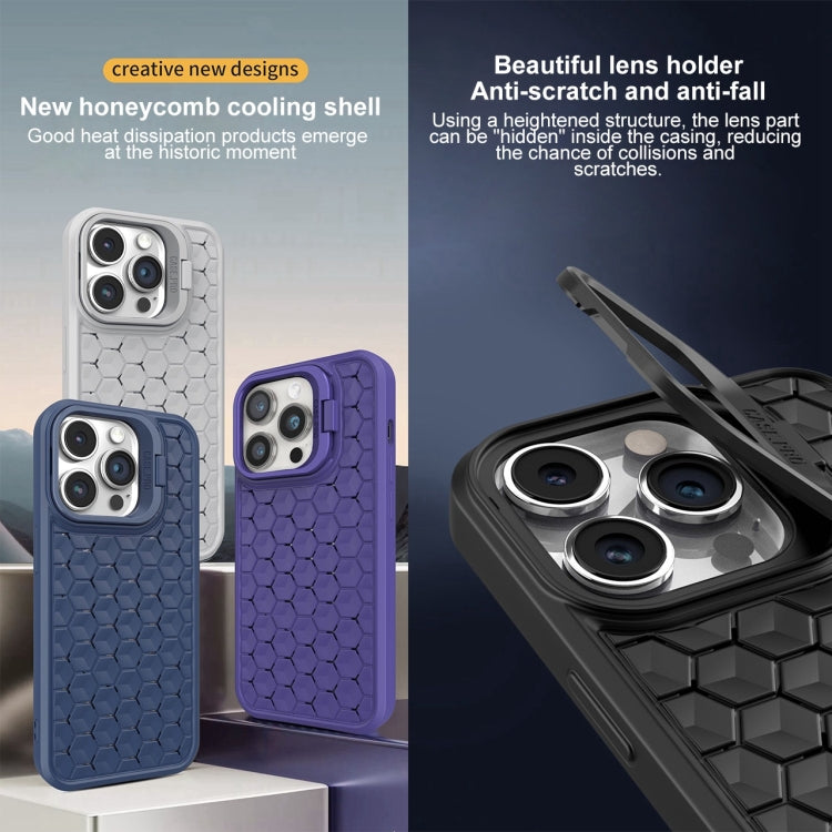 For iPhone 16 Pro Max Honeycomb Radiating Lens Holder Magsafe Phone Case(Grey) - iPhone 16 Pro Max Cases by buy2fix | Online Shopping UK | buy2fix