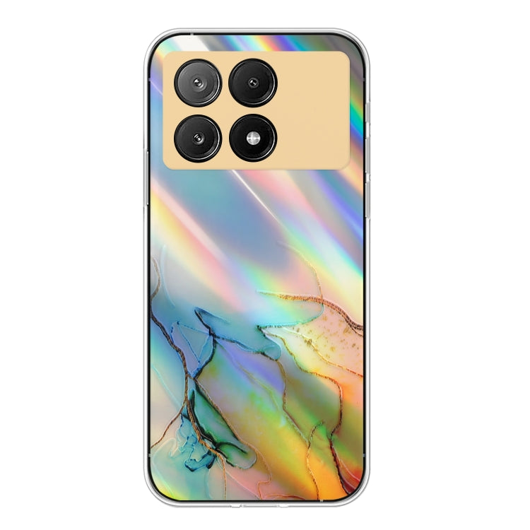 For Xiaomi Redmi K70E / Poco X6 Pro 5G Laser Marble Pattern Clear TPU Protective Phone Case(Yellow) - K70E Cases by buy2fix | Online Shopping UK | buy2fix