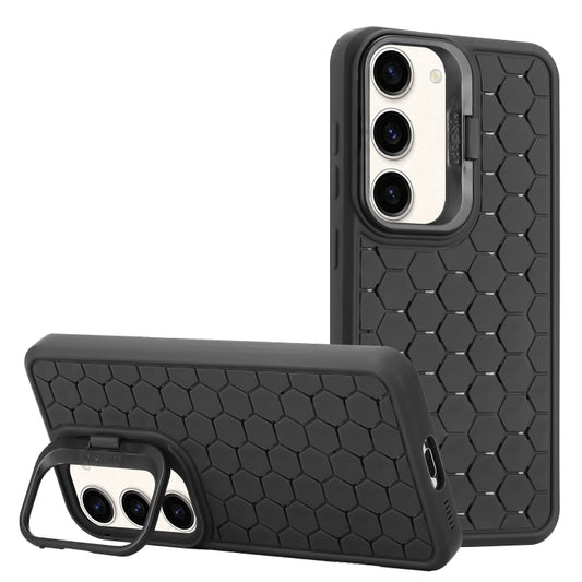 For Samsung Galaxy S23 5G Honeycomb Radiating Lens Holder Magsafe Phone Case(Black) - Galaxy S23 5G Cases by buy2fix | Online Shopping UK | buy2fix