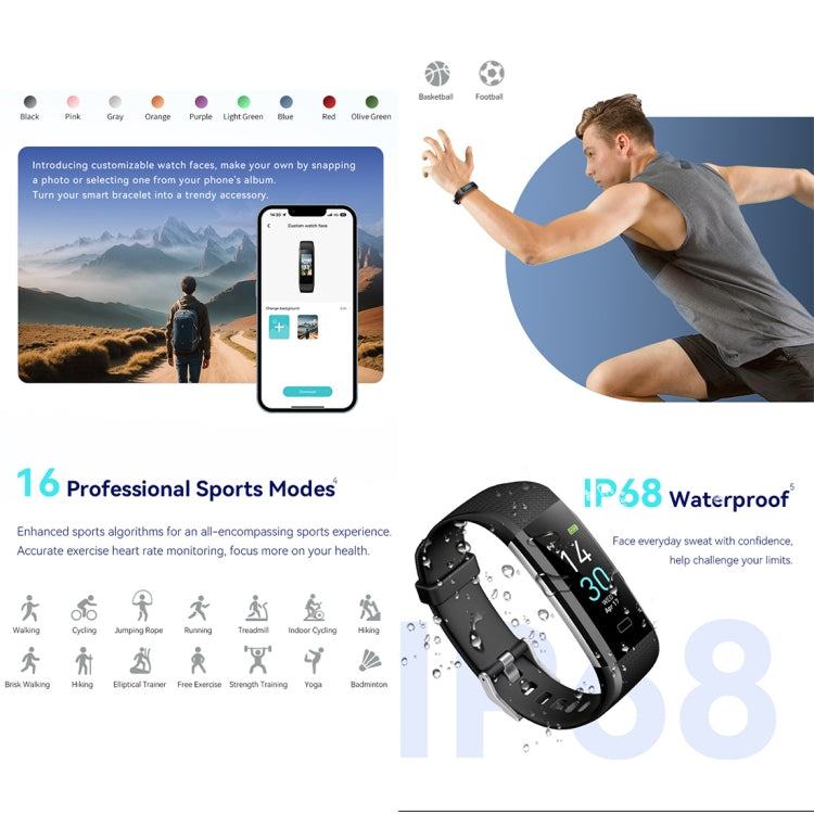 S5-4 Smart Bracelet IP68 Waterproof Heart Rate Sport Fitness Tracker Smart Watch(Blue) - Smart Wristbands by buy2fix | Online Shopping UK | buy2fix