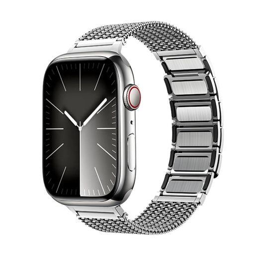 For Apple Watch SE 40mm Magnetic Clasp Braided Chain Stainless Steel Watch Band(Silver) - Watch Bands by buy2fix | Online Shopping UK | buy2fix