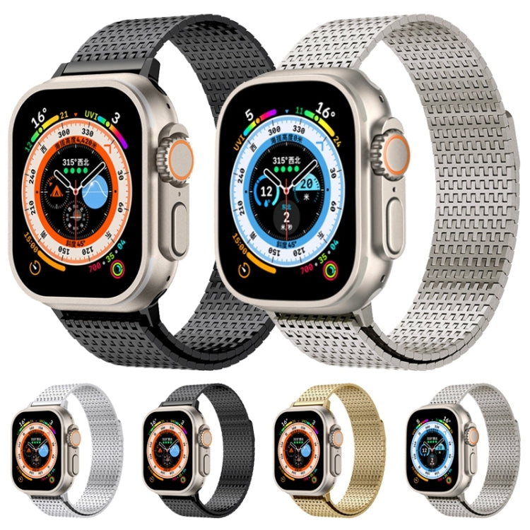 For Apple Watch 42mm Milanese Loop Magnetic Clasp Stainless Steel Watch Band(Black) - Watch Bands by buy2fix | Online Shopping UK | buy2fix