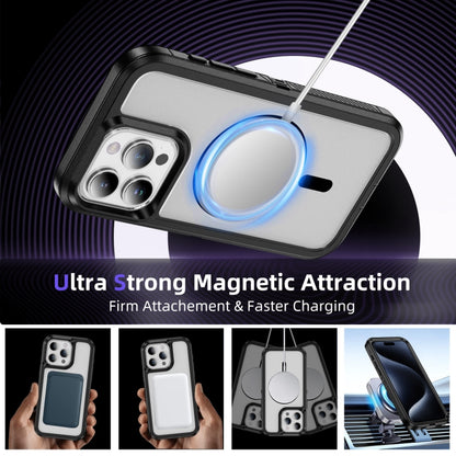 For iPhone 15 Plus / 14 Plus Guard Magsafe Magnetic Ring Matte Phone Case(Black+Transparent) - iPhone 15 Plus Cases by buy2fix | Online Shopping UK | buy2fix