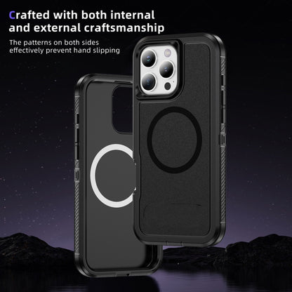 For iPhone 16 Pro Max Guard Magsafe Magnetic Ring Matte Phone Case(Black) - iPhone 16 Pro Max Cases by buy2fix | Online Shopping UK | buy2fix