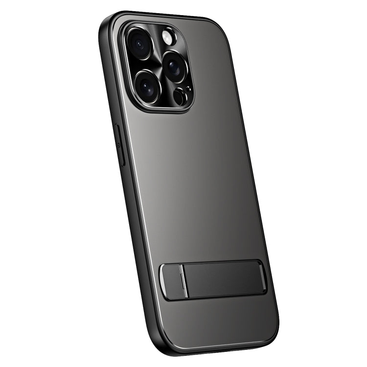 For iPhone 12 Pro Max R-JUST RJ-61 Electroplating Frosted TPU + PC Phone Case with Holder(Grey) - iPhone 12 Pro Max Cases by R-JUST | Online Shopping UK | buy2fix