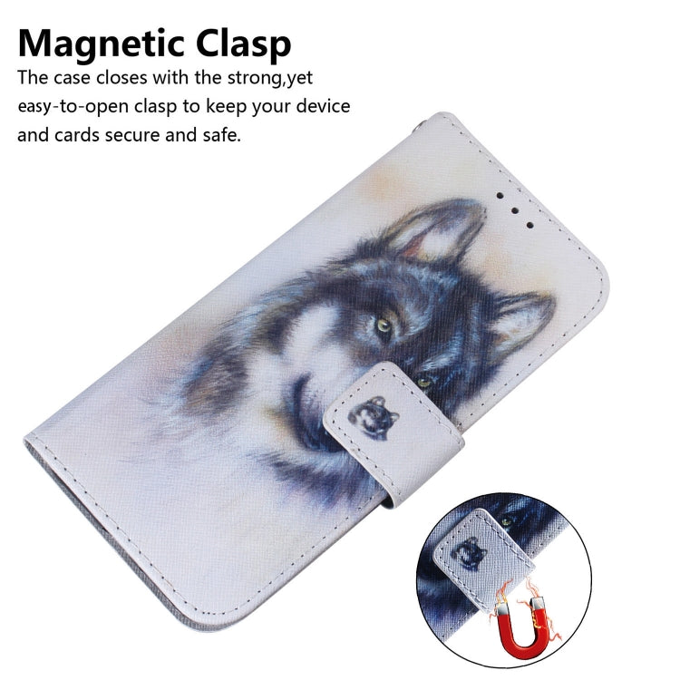 For Google Pixel 9 Coloured Drawing Flip Leather Phone Case(White Wolf) - Google Cases by buy2fix | Online Shopping UK | buy2fix