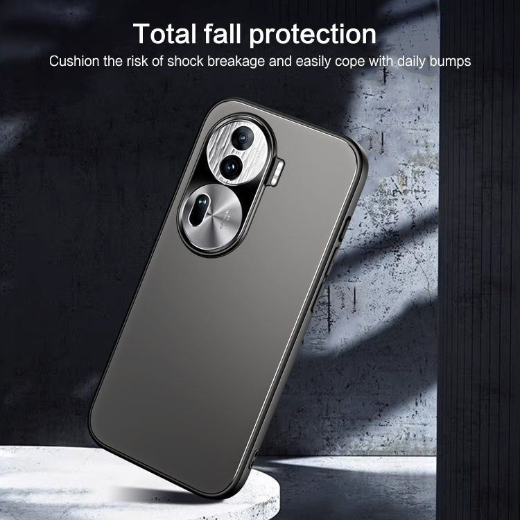 For OPPO Reno11 Pro Global R-JUST RJ-61 Electroplating Frosted TPU + PC Phone Case(Grey) - Reno11 Pro Cases by R-JUST | Online Shopping UK | buy2fix