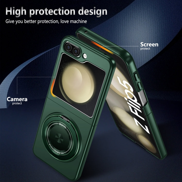 For Samsung Galaxy Z Flip4 5G 360 Degree Rotating Holder MagSafe PC Full Coverage Shockproof Phone Case(Green) - Galaxy Z Flip4 5G Cases by buy2fix | Online Shopping UK | buy2fix