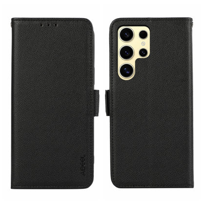 For Samsung Galaxy S24 Ultra 5G ABEEL Side-Magnetic Litchi Pattern Leather RFID Phone Case(Black) - Galaxy S24 Ultra 5G Cases by buy2fix | Online Shopping UK | buy2fix