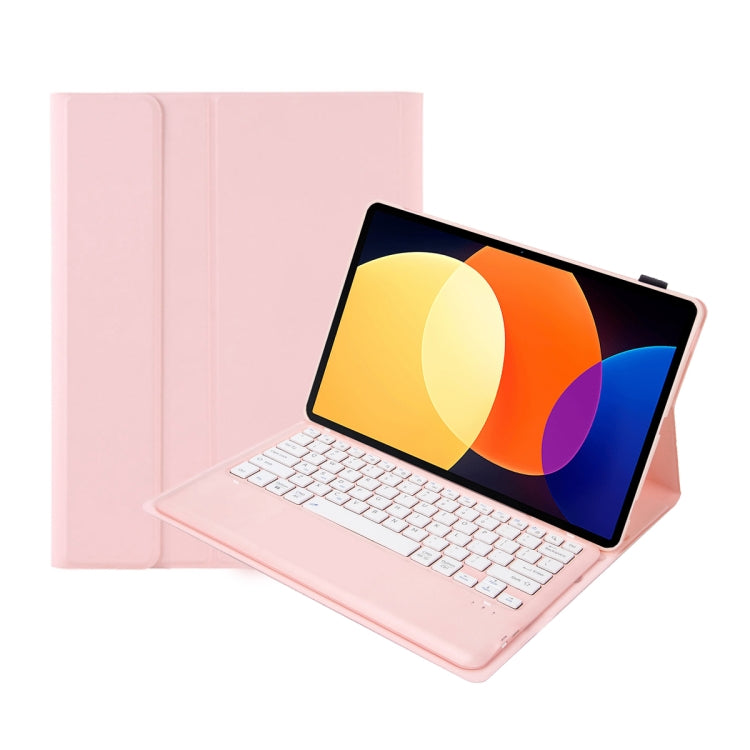 For Xiaomi Pad 6S Pro 12.4 Lambskin Texture Detachable Bluetooth Keyboard Leather Case(Pink) - Others Keyboard by buy2fix | Online Shopping UK | buy2fix