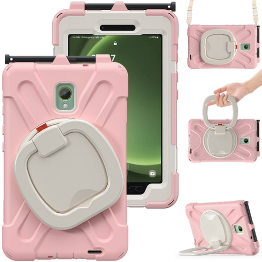 For Samsung Galaxy Tab Active5 X300 Silicone Hybrid PC Tablet Case with Holder & Shoulder Strap(Pink) - Other Galaxy Tab PC by buy2fix | Online Shopping UK | buy2fix