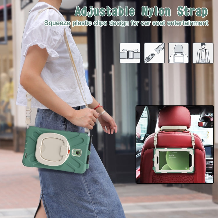 For Samsung Galaxy Tab Active5 X300 Silicone Hybrid PC Tablet Case with Holder & Shoulder Strap(Emerald Green) - Other Galaxy Tab PC by buy2fix | Online Shopping UK | buy2fix