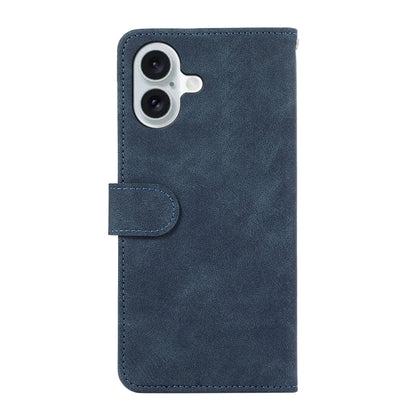 For iPhone 16 Plus ABEEL Color Block Magnetic RFID Leather Phone Case(Blue-Brown) - iPhone 16 Plus Cases by buy2fix | Online Shopping UK | buy2fix